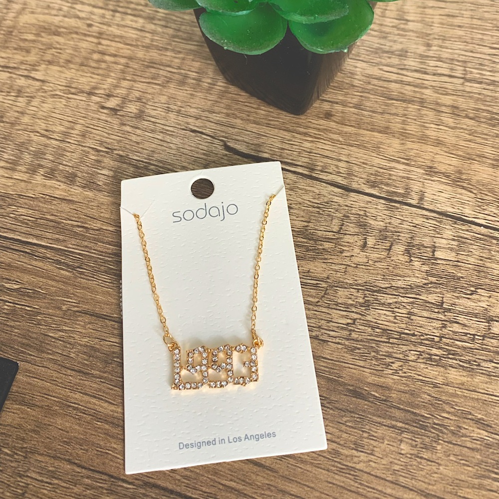 '1993' gold & rhinestone trendy necklace